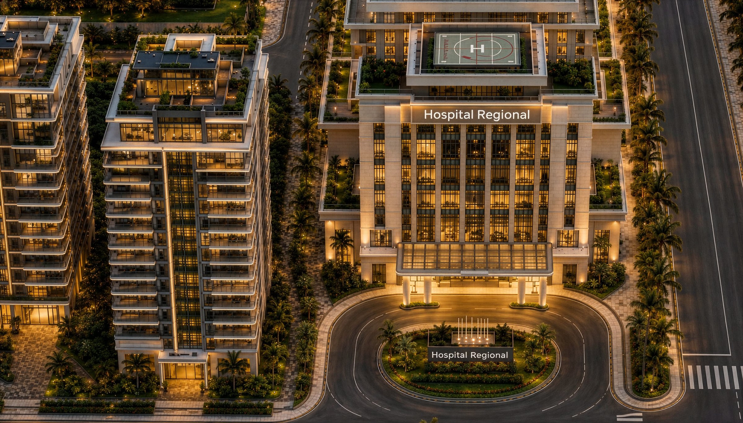 Torres residenciais à beira-mar